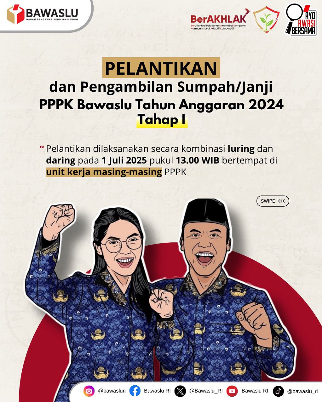 Ilustrasi Pegawai Pemerintah dengan Perjanjian Kerja (PPPK) Bawaslu RI